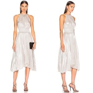 A.L.C. Renzo II Weston Pleated Midi Dress in Silver Size 2